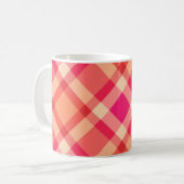 Große moderne Karierte, orangefarbene, korallenfar Kaffeetasse (Vorderseite Links)