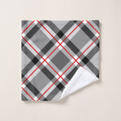 Große moderne Karierte, schwarze, weiße, graue und Badhandtuch Set (Waschlappen)