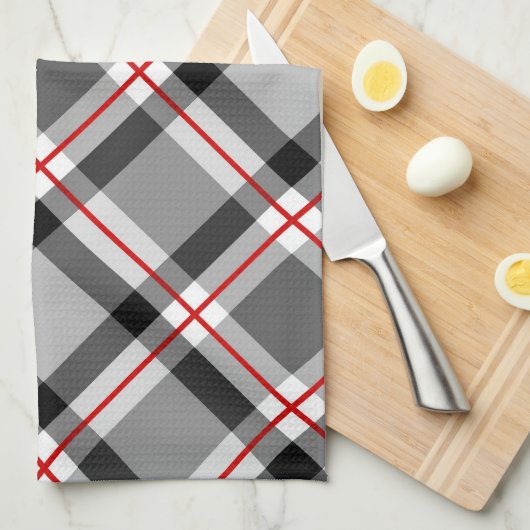 Große moderne Karierte, schwarze, weiße, graue und Geschirrtuch (Viertel Falte)