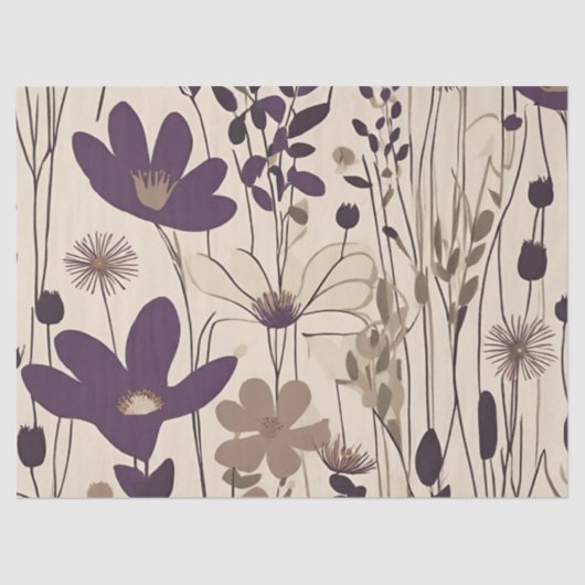 Große moderne Lila Eggplant-Blume Seidenpapier (Vorderseite)