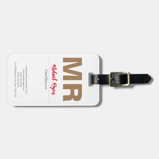 Große, moderne Monogramm Beruflich Gepäckanhänger (Vorderseite horizontal)