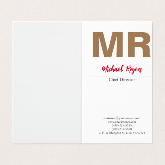 Große, moderne Monogramm Beruflich Visitenkarten (Außenseite Aufgefaltet)