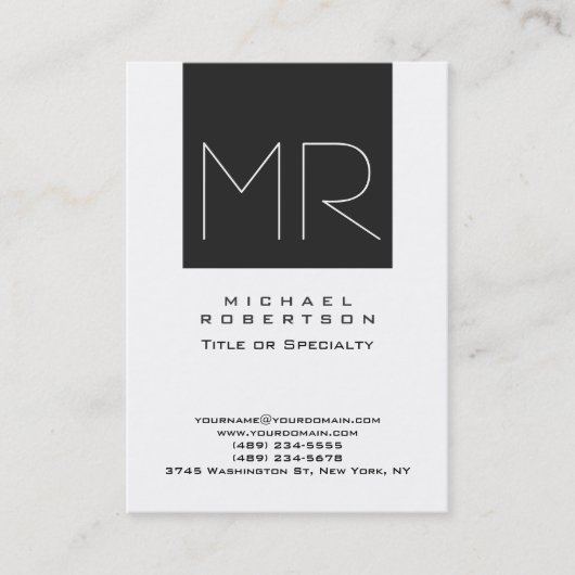 Große, moderne Monogramm-Berufliche Visitenkarte (Vorderseite)