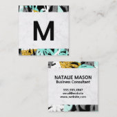 Große, moderne Monogramm | Tropischer Palmenbaum Quadratische Visitenkarte (Vorne/Hinten)