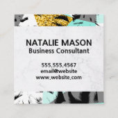 Große, moderne Monogramm | Tropischer Palmenbaum Quadratische Visitenkarte (Rückseite)