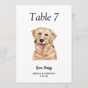 Große moderne Wasserfarbe-Hund-Hochzeitstisch-Numm Einladung
