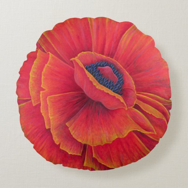 Große Mohnblume 2003 Rundes Kissen (Vorderseite)