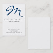 Große monogram Blue Calligraphy Business Card Visitenkarte (Vorne/Hinten)