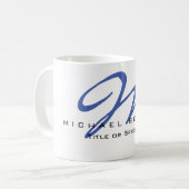 Große Monogram Blue Calligraphy Ihr Name Michael Kaffeetasse (Vorderseite Links)
