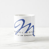 Große Monogram Blue Calligraphy Ihr Name Michael Kaffeetasse (Mittel)