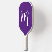 Große Monogram Elegant Script Royal Lila Pickleball Schläger (Links)