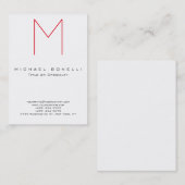 Große monogram Red Calligraphy Business Card Visitenkarte (Vorne/Hinten)