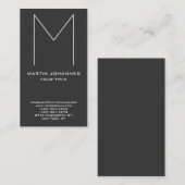 Große monogram vertikale Chic Graue Visitenkarte (Vorne/Hinten)
