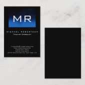 Große Monogramm Black Strip Business Card Visitenkarte (Vorne/Hinten)