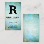 Große Monogramm | Grünblaue Vintage Textur Visitenkarte (Vorne/Hinten)