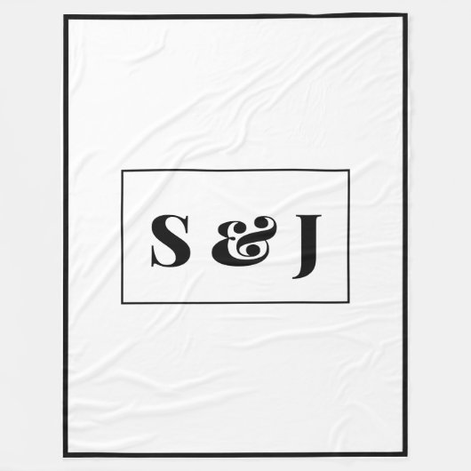 Große Monogramm-Initialen auf elegantem Weiß Fleecedecke (Vorderseite)