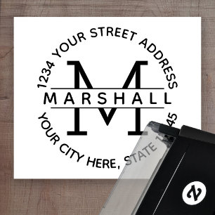 Große Monogramm mit Name und Rücksendeadresse Permastempel