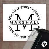 Große Monogramm mit Name und Rücksendeadresse Permastempel