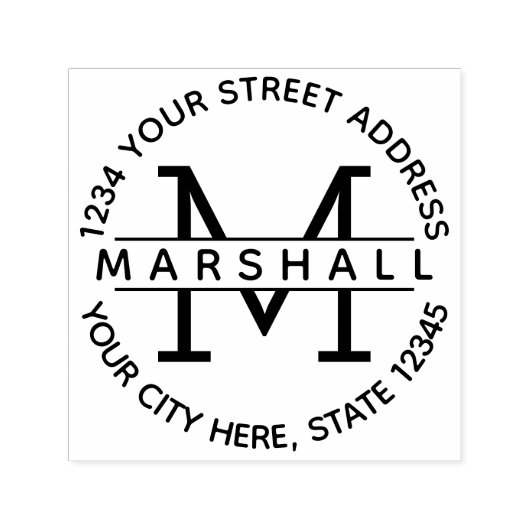 Große Monogramm mit Name und Rücksendeadresse Permastempel (Design)