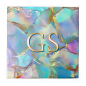 Große Monogramm oder Name auf Opal Fliese (Vorderseite)