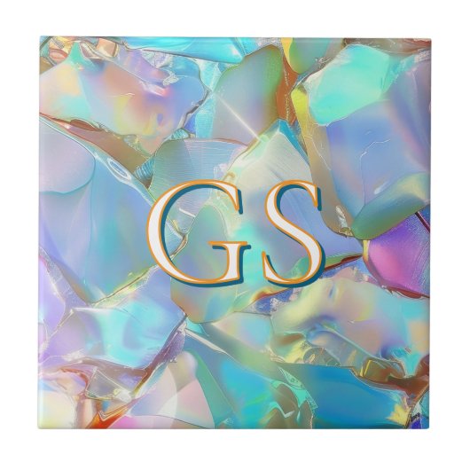 Große Monogramm oder Name auf Opal Fliese (Vorderseite)