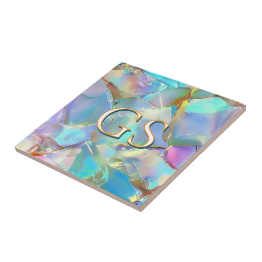 Große Monogramm oder Name auf Opal Fliese (Seite)
