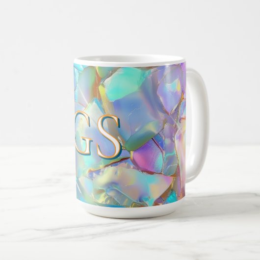 Große Monogramm oder Name auf Opal Kaffeetasse (VorderseiteRechts)