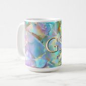 Große Monogramm oder Name auf Opal Kaffeetasse (Vorderseite Links)