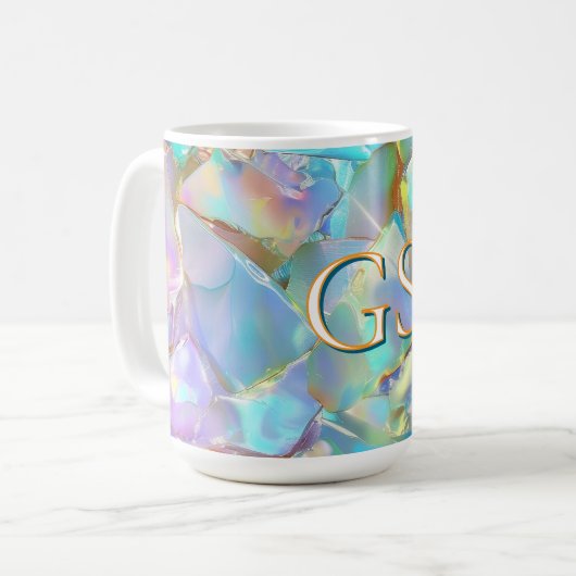 Große Monogramm oder Name auf Opal Kaffeetasse (Vorderseite Links)