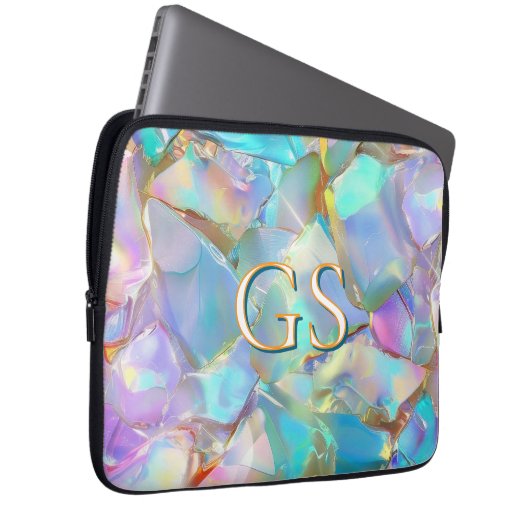 Große Monogramm oder Name auf Opal Laptopschutzhülle (Vorne Rechts)