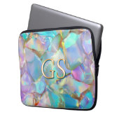 Große Monogramm oder Name auf Opal Laptopschutzhülle (Vorderseite Links)