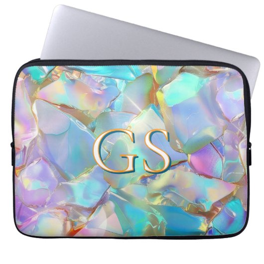 Große Monogramm oder Name auf Opal Laptopschutzhülle (Vorderseite)