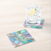 Große Monogramm oder Name auf Opal Rechteckiger Pappuntersetzer (Vor Ort)