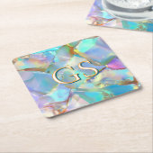 Große Monogramm oder Name auf Opal Rechteckiger Pappuntersetzer (angewinkelt)