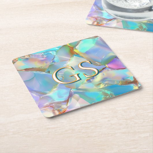 Große Monogramm oder Name auf Opal Rechteckiger Pappuntersetzer (angewinkelt)
