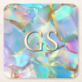 Große Monogramm oder Name auf Opal Rechteckiger Pappuntersetzer (Vorderseite)
