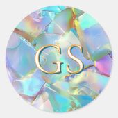 Große Monogramm oder Name auf Opal Runder Aufkleber (Vorderseite)