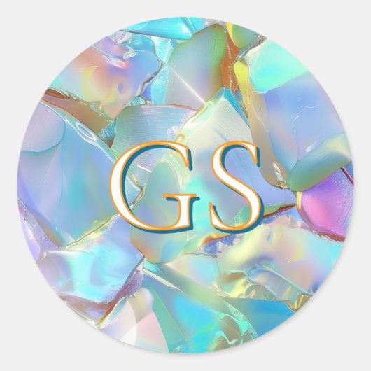 Große Monogramm oder Name auf Opal Runder Aufkleber (Vorderseite)