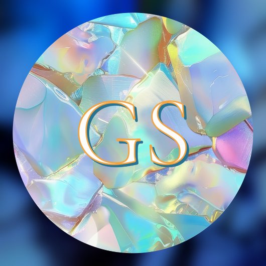 Große Monogramm oder Name auf Opal Runder Aufkleber