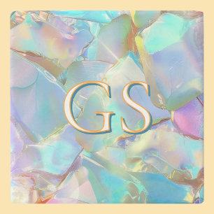 Große Monogramm oder Name auf Opal Steinuntersetzer
