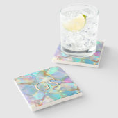 Große Monogramm oder Name auf Opal Steinuntersetzer (Seitenansicht)