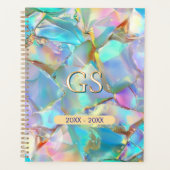 Große Monogramm oder Name und Datum auf Opal Planer (Vorderseite)