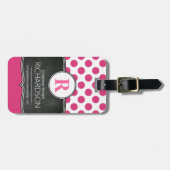 Große Monogramm-Rosa-Tupfen Gepäckanhänger (Vorderseite horizontal)
