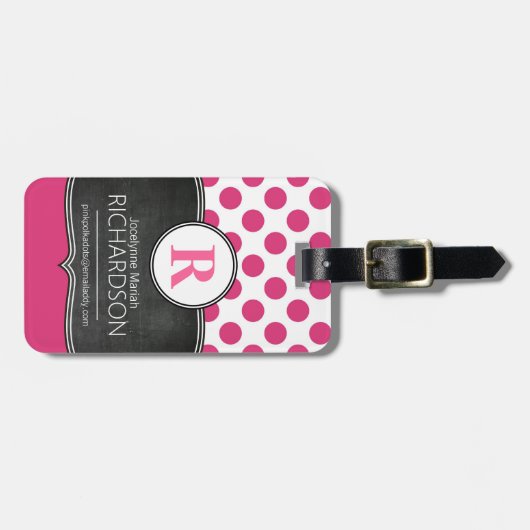 Große Monogramm-Rosa-Tupfen Gepäckanhänger (Vorderseite horizontal)