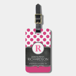 Große Monogramm-Rosa-Tupfen Gepäckanhänger