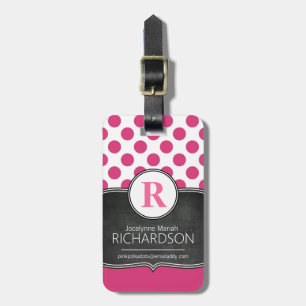 Große Monogramm-Rosa-Tupfen Gepäckanhänger