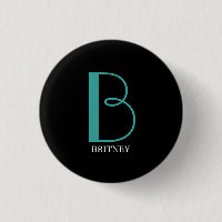 Große Monogramm und Name, Aquamarin/weiß, schwarz