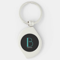 Große Monogramm und Name, Aquamarin/weiß, schwarz