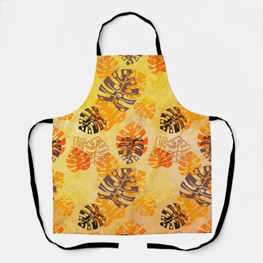 Große Monstera-Blätter in Braun und Gold Schürze (Vorderseite)