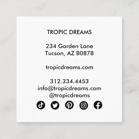 Große Monstera Leaf Botanischer Garten Fotografie Quadratische Visitenkarte (Rückseite)